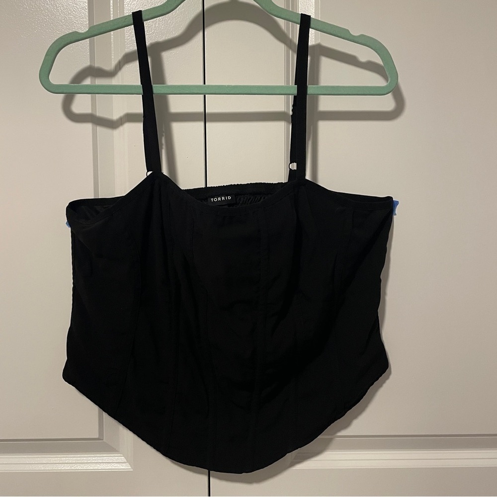 Torrid Black Corset Style Strapless Top Size 1 Plus Adjustable Spaghetti Straps